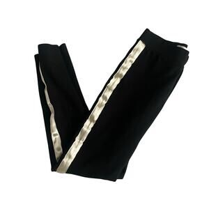 Zara Girls Size 10 Black Casual Pants with Gold Metallic Stripes